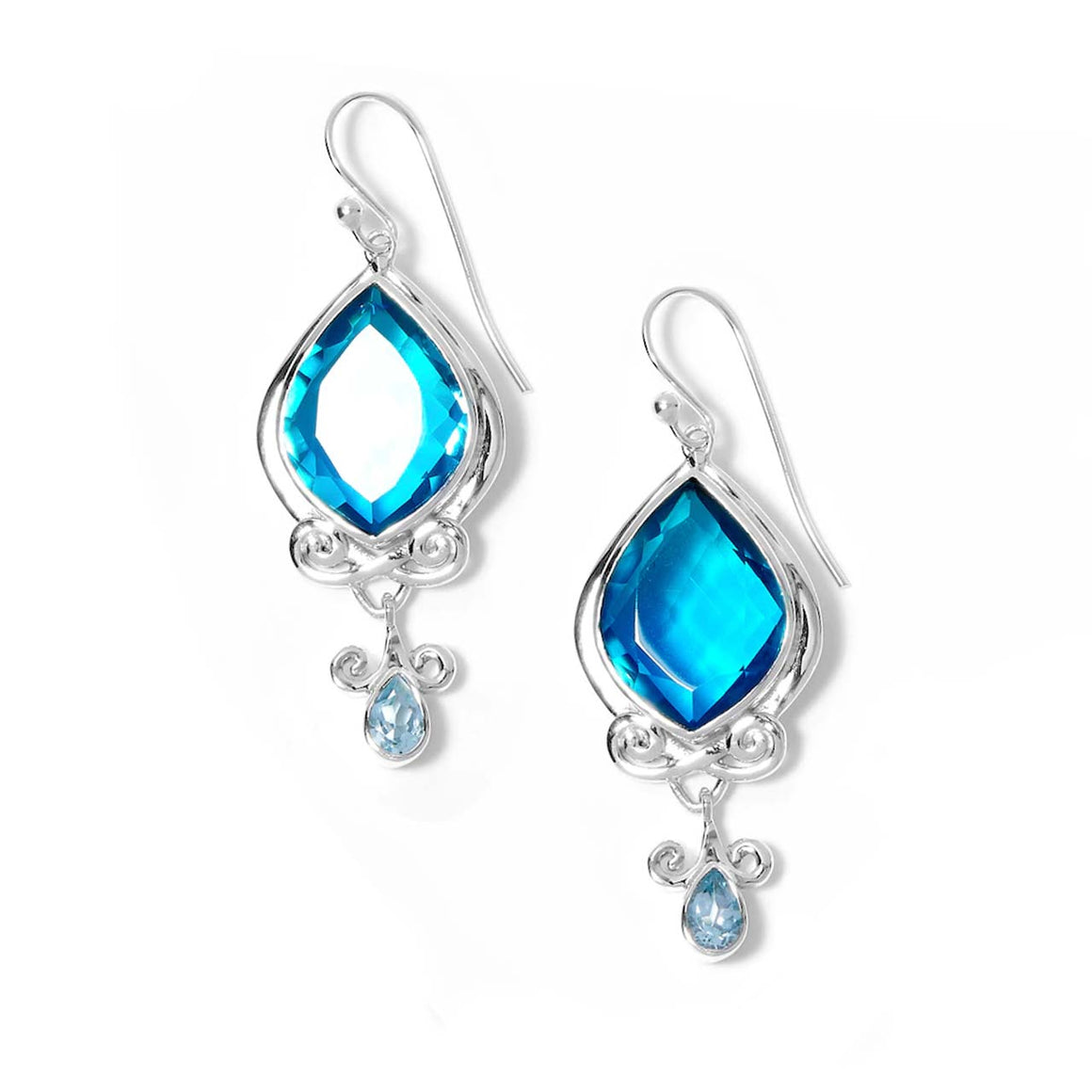 Bi Colour Blue Quartz and Blue Topaz Earrings