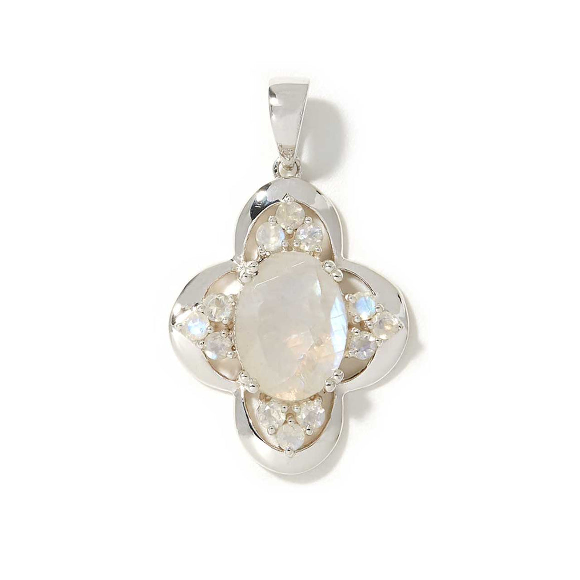 Rainbow Moonstone Faceted 12x16mm Oval Pendant
