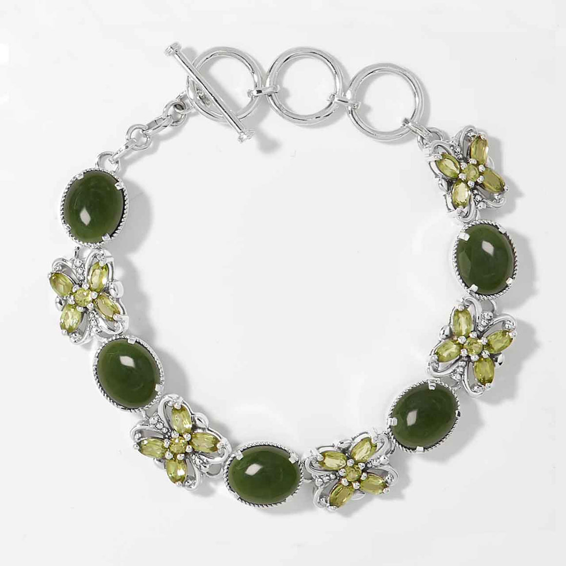 Nephrite Jade & Peridot Link Bracelet