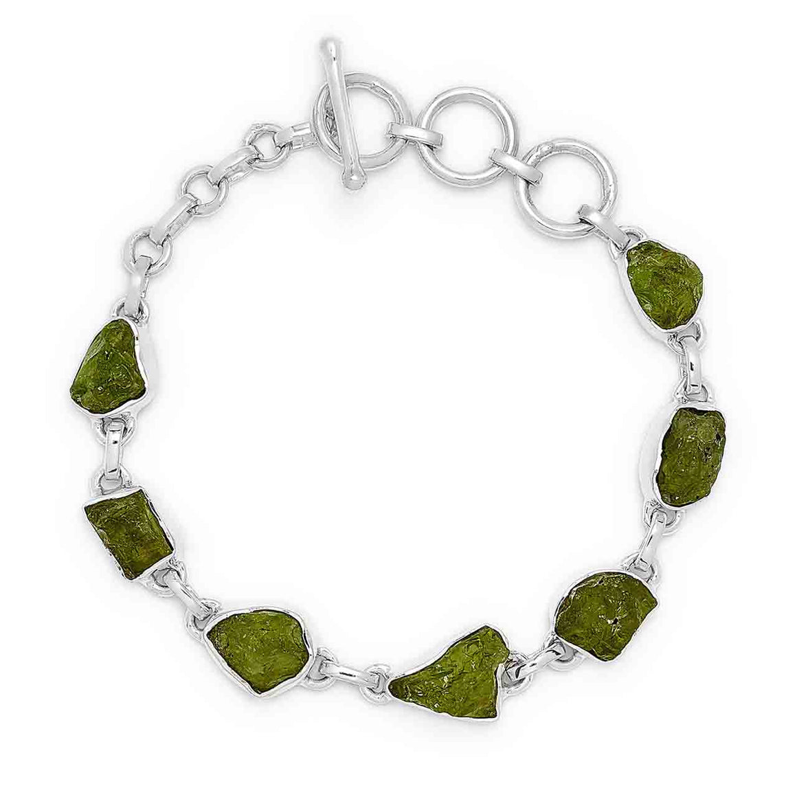 Peridot Rough Gemstone Link Bracelet