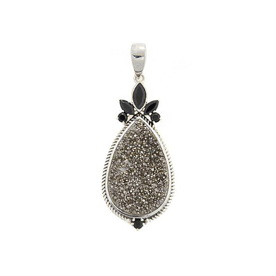 Black Drusy and Black Spinel Pendant