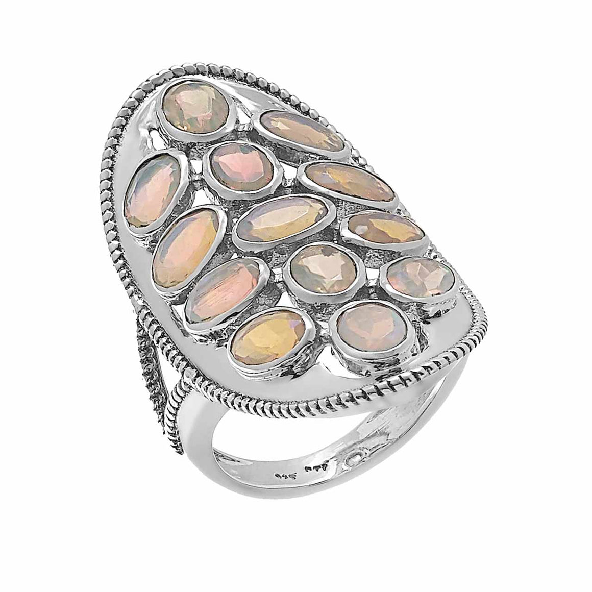 Ethiopian Opal Multi Gemstone Ring