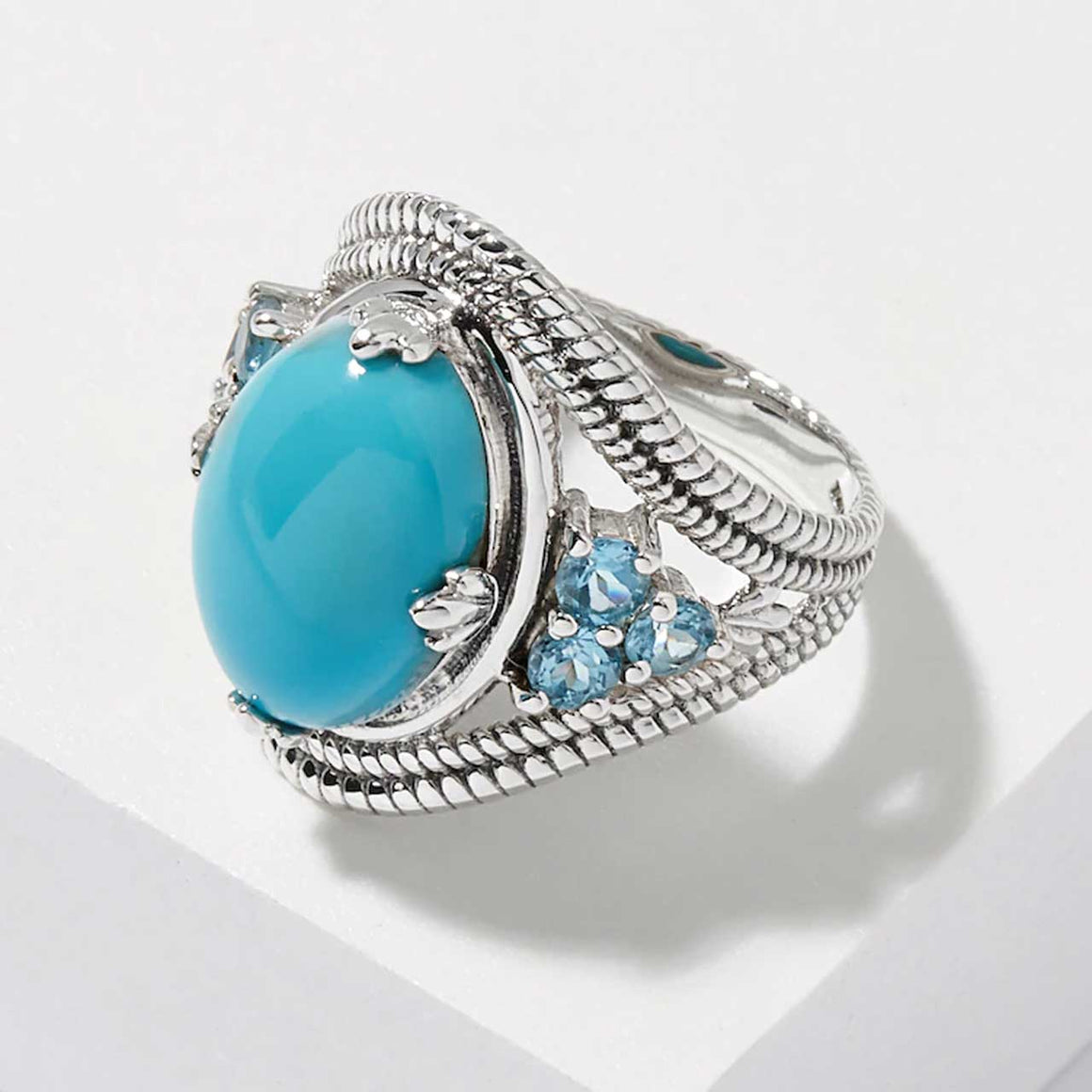 Sleeping Beauty Turquoise & Swiss Blue Topaz Ring