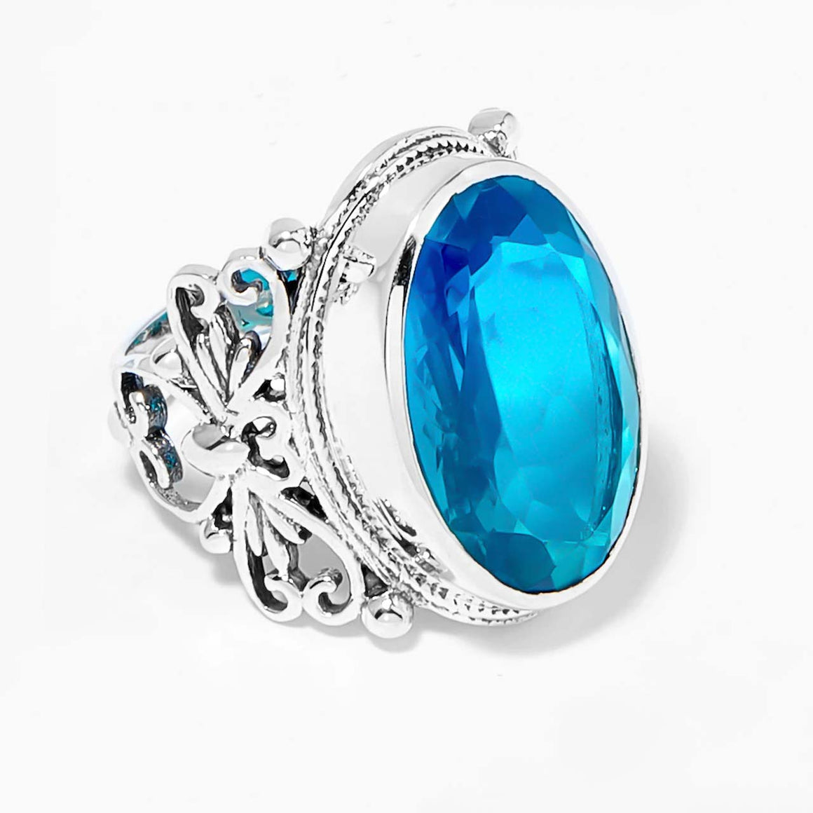 Bi Colour Blue Quartz Ring