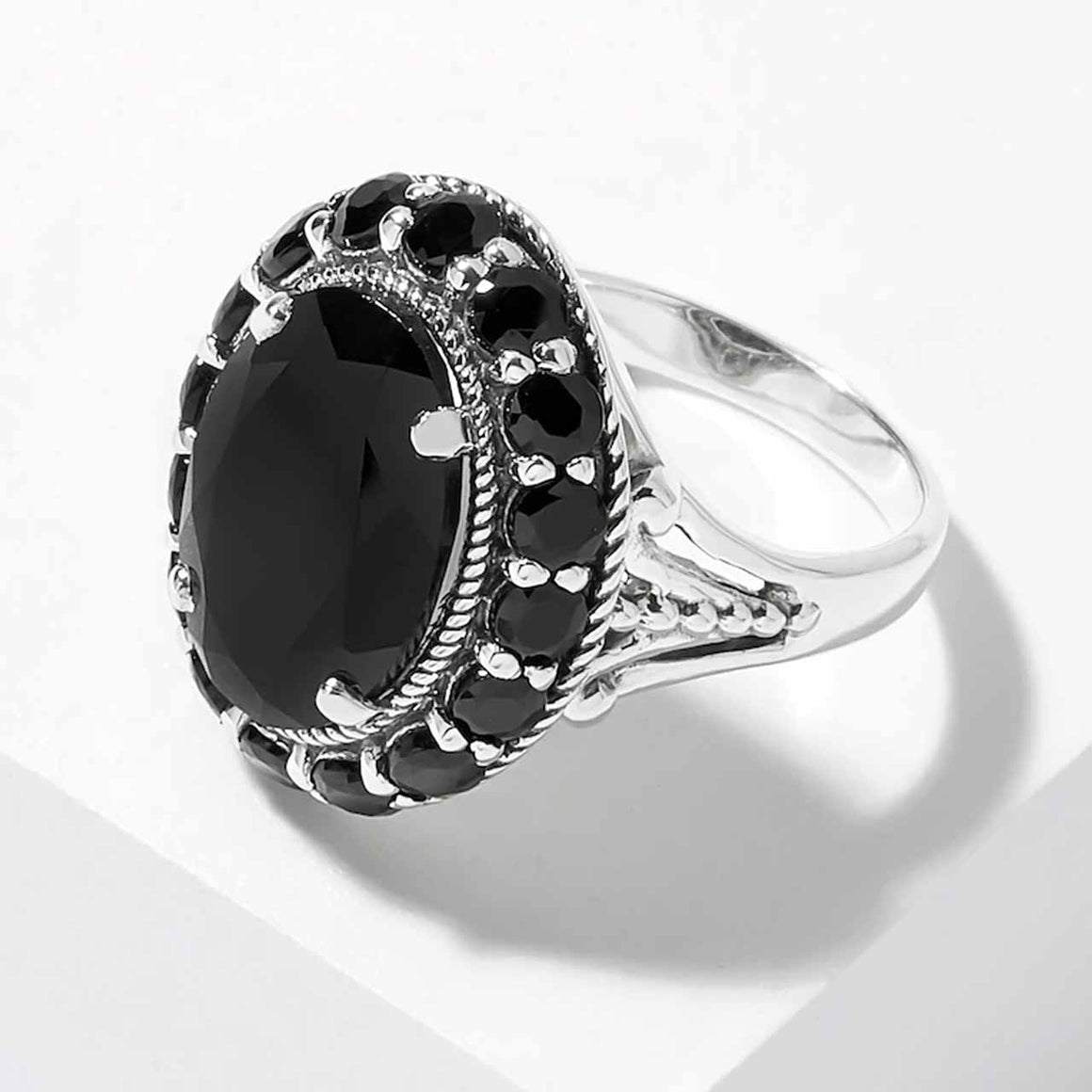 Black Spinel Cocktail Ring