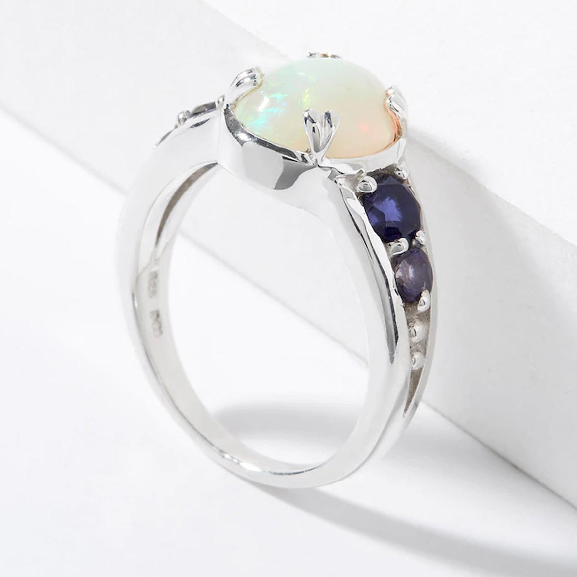 Opal & Iolite Ring