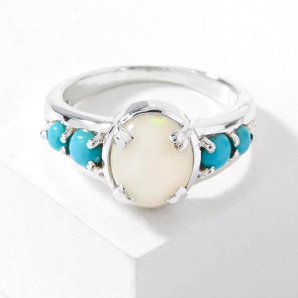 Opal & Sleeping Beauty Turquoise Ring - Himalayan Gems