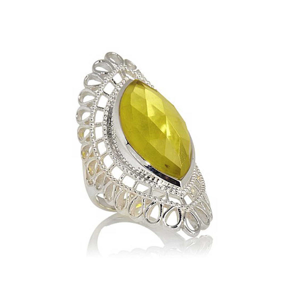 Lemon Quartz Marquise Ring