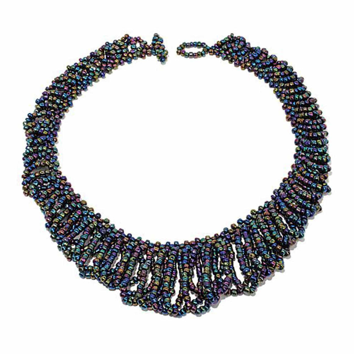 Peacock Tone Glass Bead Necklace
