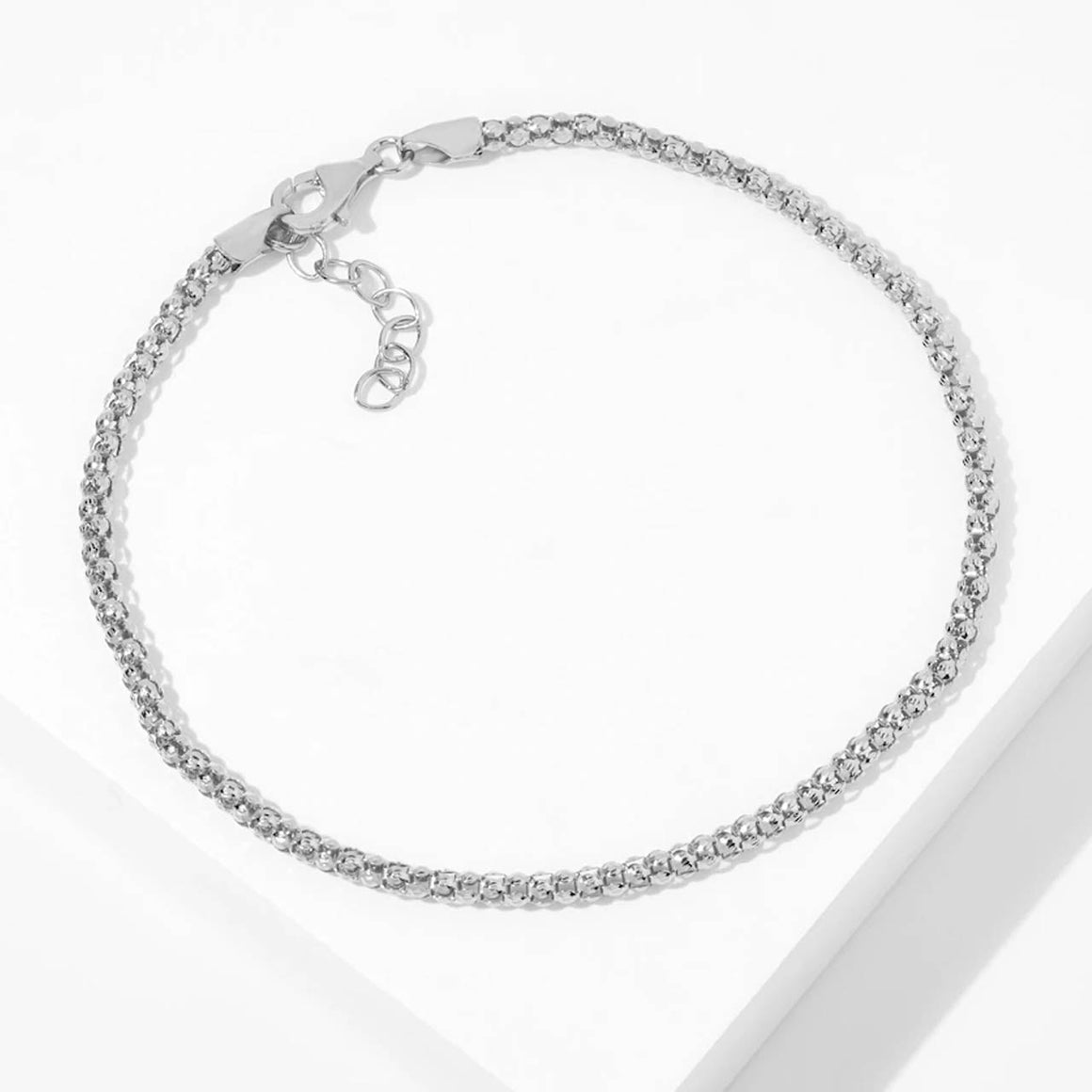 Sterling Silver Popcorn Chain Anklet