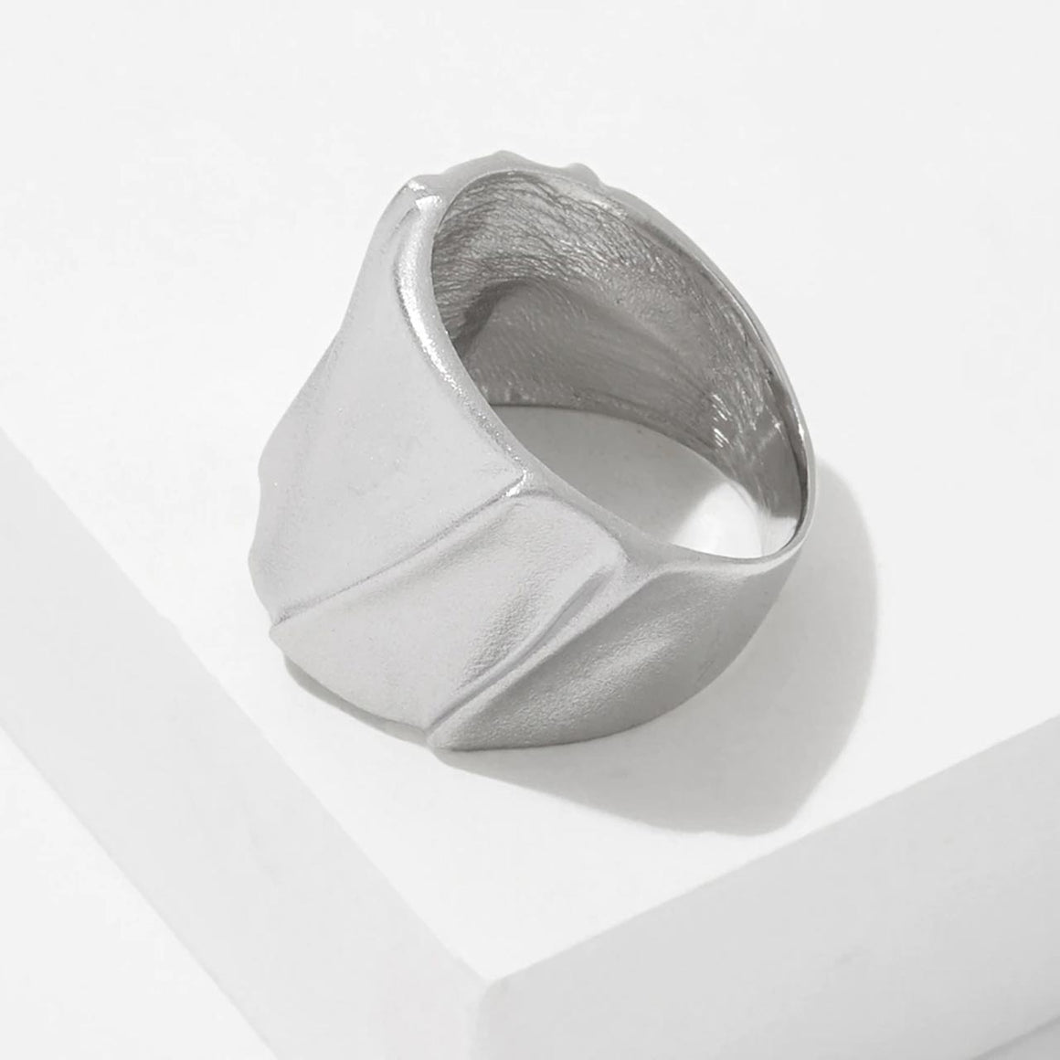 Rhodium Plate Satin Finish Ring