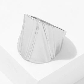 Rhodium Plate Matte & Polished Finish Saddle Ring