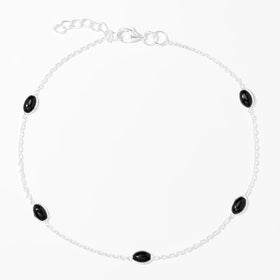Black Spinel Cabochon Anklet