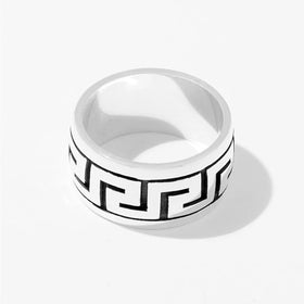 Men's Greek Key with Antique Finish Ring