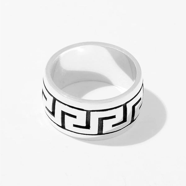 Men's Greek Key with Antique Finish Ring