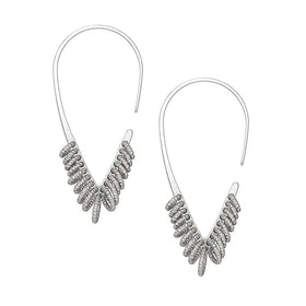 Rhodium Plate Diamond Cut Multi Loop Earrings