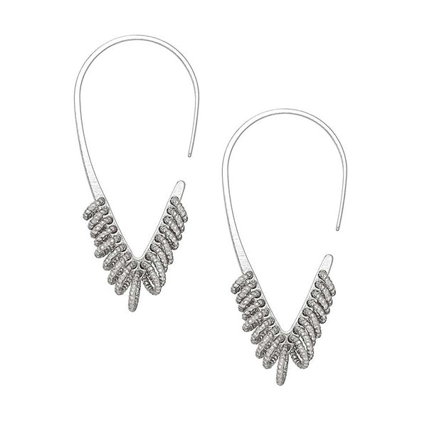 Rhodium Plate Diamond Cut Multi Loop Earrings