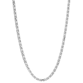 Men's Rhodium Plate Square Byzantine Chain - 20inch