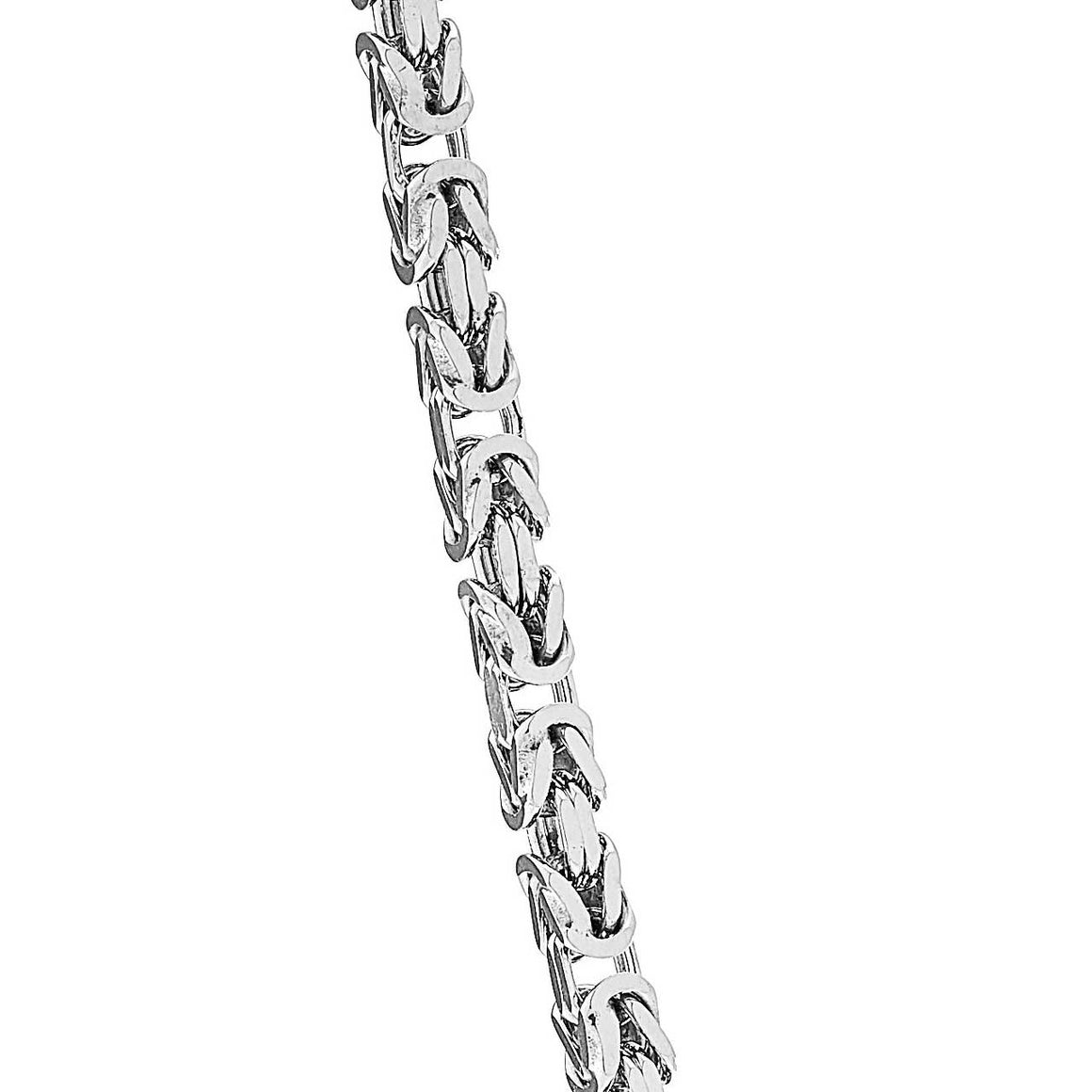 Men's Rhodium Plate Square Byzantine Chain - 24inch