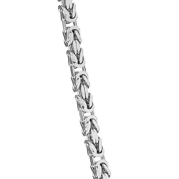 Men's Rhodium Plate Square Byzantine Chain - 20inch