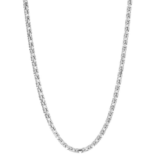 Men's Rhodium Plate Square Byzantine Chain - 20inch