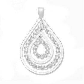 Rhodium Plate Diamond Cut Pendant