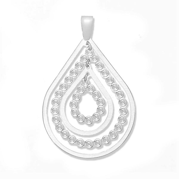 Rhodium Plate Diamond Cut Pendant
