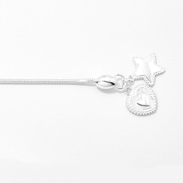 Sterling Silver Snake Chain Bracelet With Charms