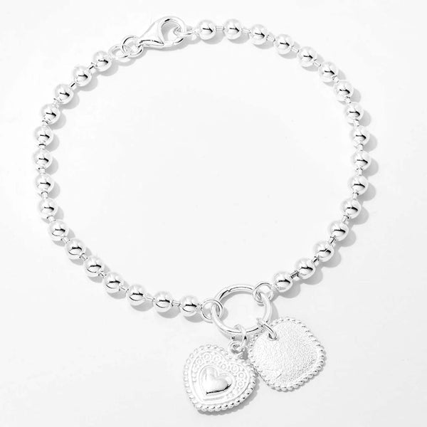 Sterling Silver Ball Bracelet With Charms