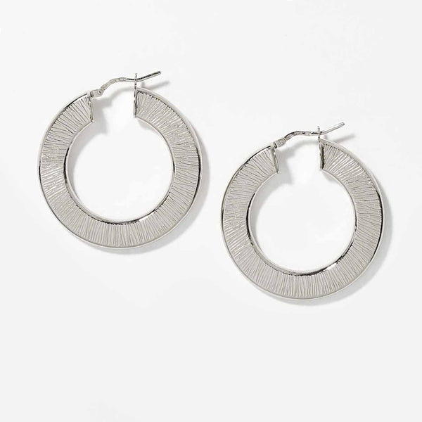 Flat Round Textured Hoops