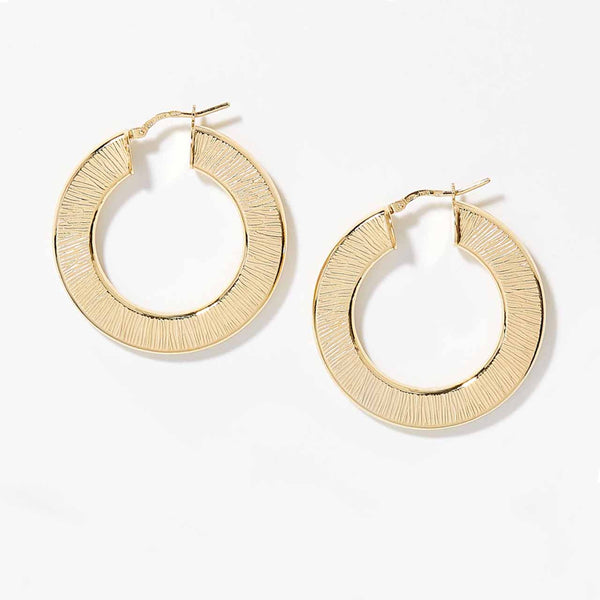 Flat Round Textured Hoops