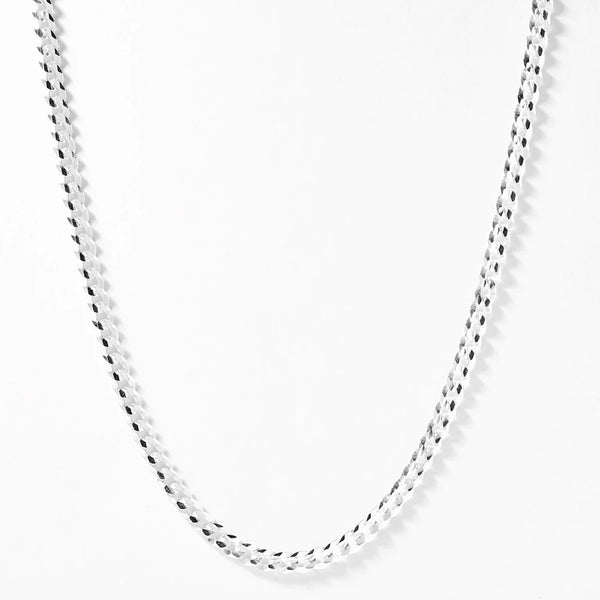 Men's Sterling Silver Concave Curb Chain - 22inch