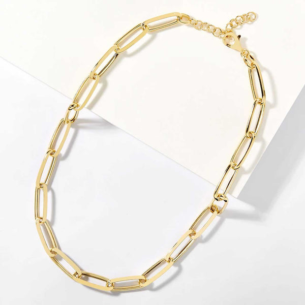 Paperclip Necklace Gold Plate over Sterling Silver