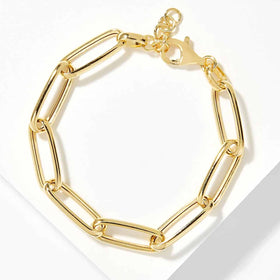 Paperclip Link Bracelet Gold Plate over Sterling Silver- 8"