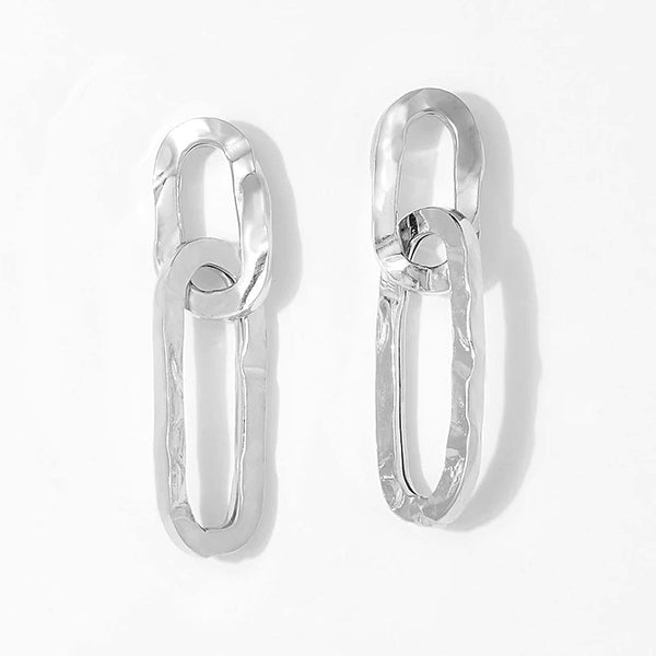 Sterling Silver Hammered Paperclip Earrings