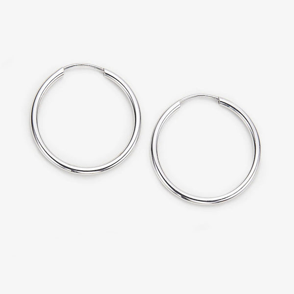Sterling Silver Rhodium Plate Endless Hoop Earrings
