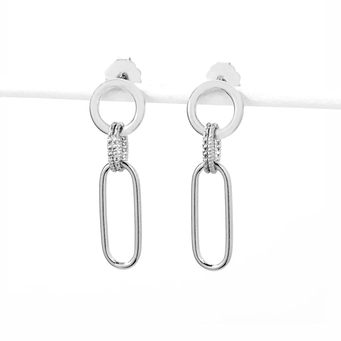 Sterling Silver Hoop Earrings with Diamond Cut Texture