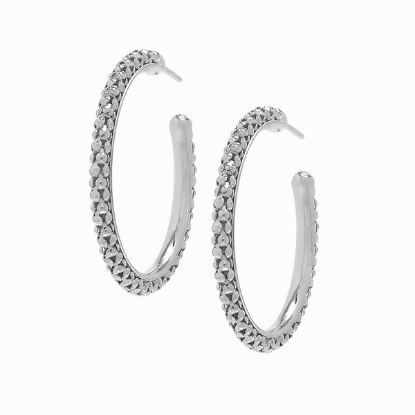 Sterling Silver Popcorn Chain Hoop Earrings