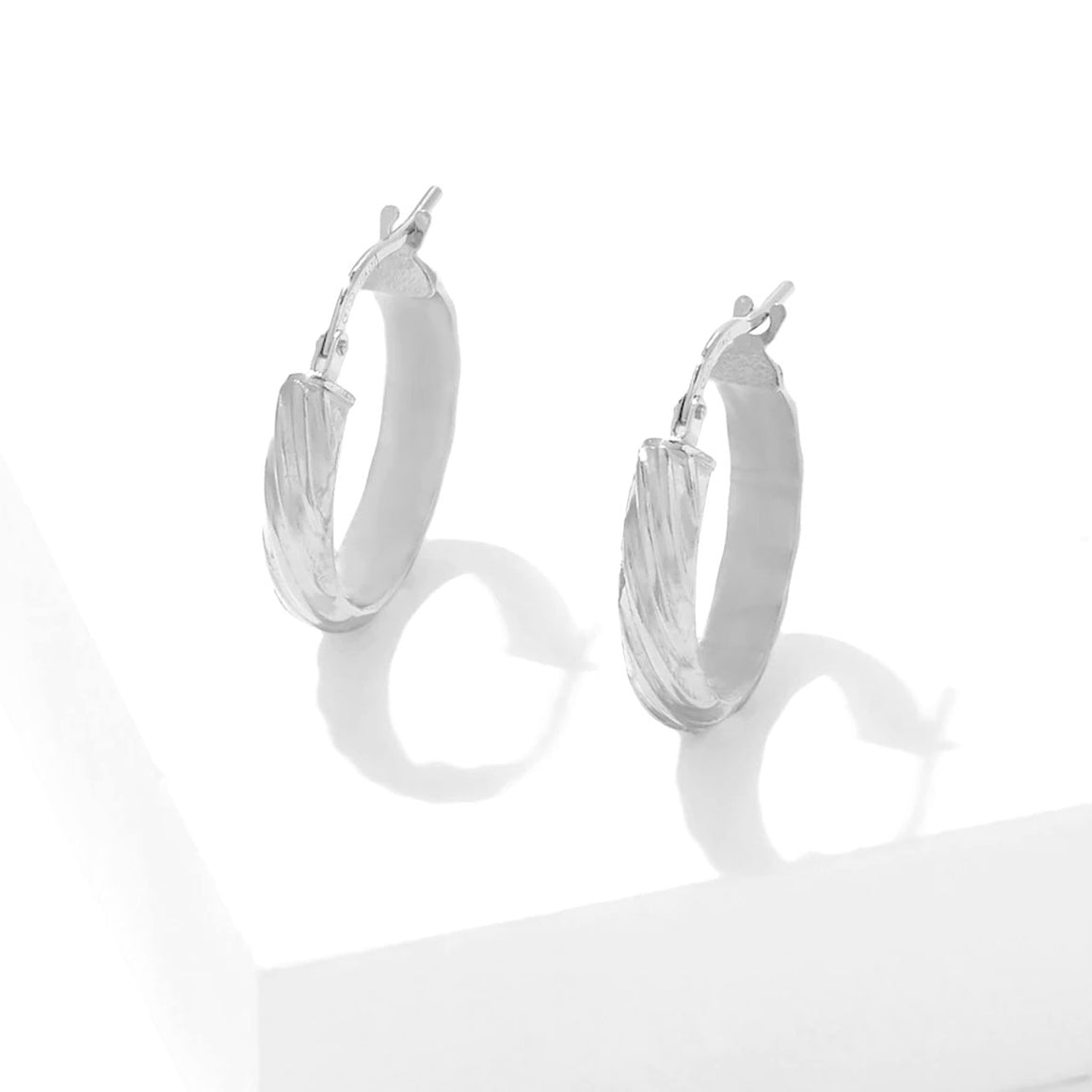 Sterling Silver 10mm Twist Texture Hoops