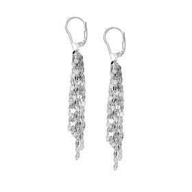 Six Strand Butterfly Tassel Rhodium Earrings
