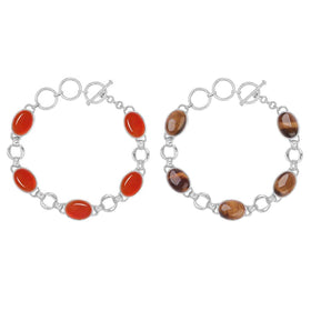 Carnelian and Tiger's Eye Reversible Link Bracelet