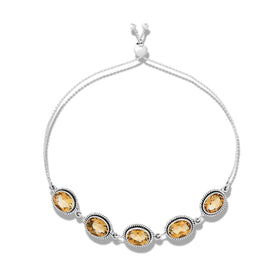 Citrine 7x9mm Link Slider Bead Bracelet