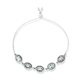 Green Amethyst 7x9mm Link Slider Bead Bracelet