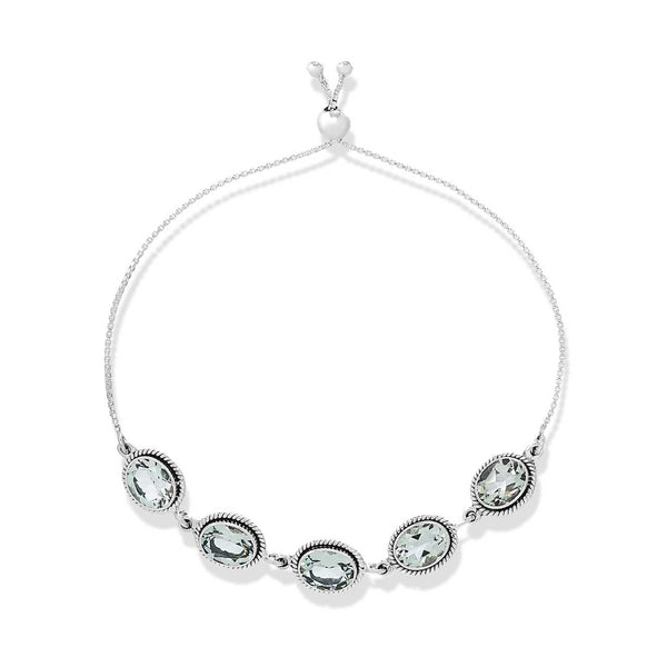 Green Amethyst 7x9mm Link Slider Bead Bracelet