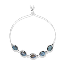 Faceted Labradorite 7x9mm Link Slider Bead Bracelet