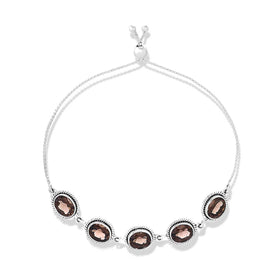 Smokey Quartz 7x9mm Link Slider Bead Bracelet