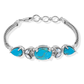 Mohave Turquoise & Blue Topaz Foxtail Link Bracelet