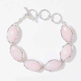 Pink Opal Modern Bezel Link Bracelet