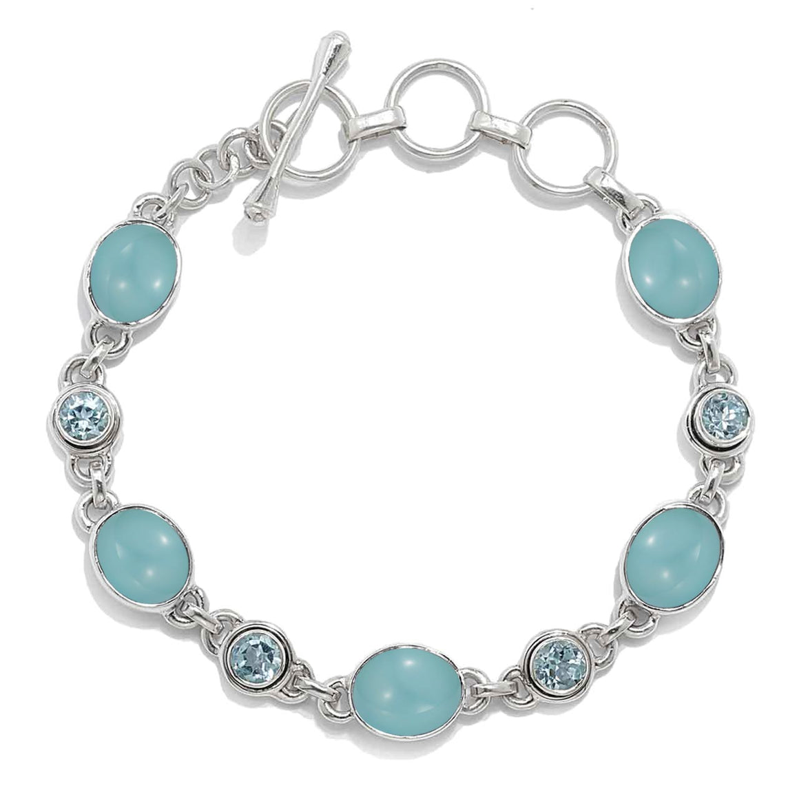 Blue Chalcedony & Blue Topaz Link Bracelet
