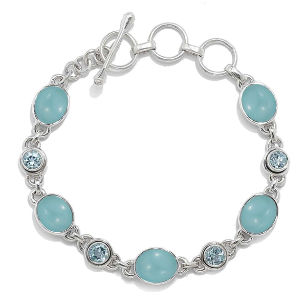 Blue Chalcedony & Blue Topaz Link Bracelet